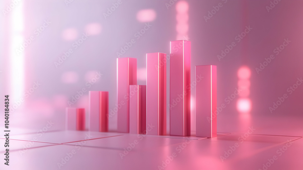 Poster 3d plain geometric shapes rising bar graph tracking shot moving through glowing bar graph revenue gr