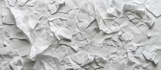 Fototapeta premium A textured white paper mache background with paper pieces or pulp sometimes strengthened with textiles and held together by adhesives like glue or starch creating a copy space image