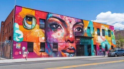 BROOKLYN, NY- MAY 1:Mural at East Williamsburg neighborhood in Brooklyn on May 1, 2014. Outdoor art gallery known as the Bushwick Collective has most diverse collection of street art in Brooklyn 