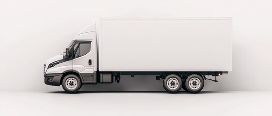 Minimalist White Delivery Truck in Clean Isolated Setting for Logistics and Branding Concepts