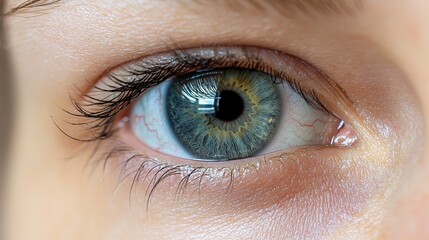 Obraz premium Macro shot of blue eye with intricate iris pattern