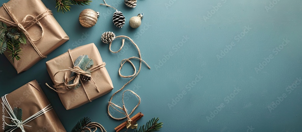 Aufkleber a creative composition featuring a gift wrapping idea set against a backdrop with copy space image