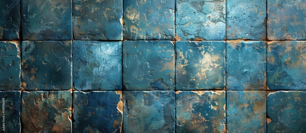 Poster close up view of an old textured tile floor in an aged house ideal for copy space images depicting c