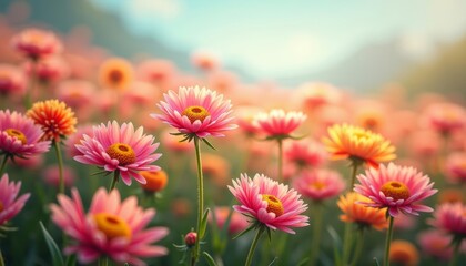 Fototapeta premium Blooming with joy in a field of color