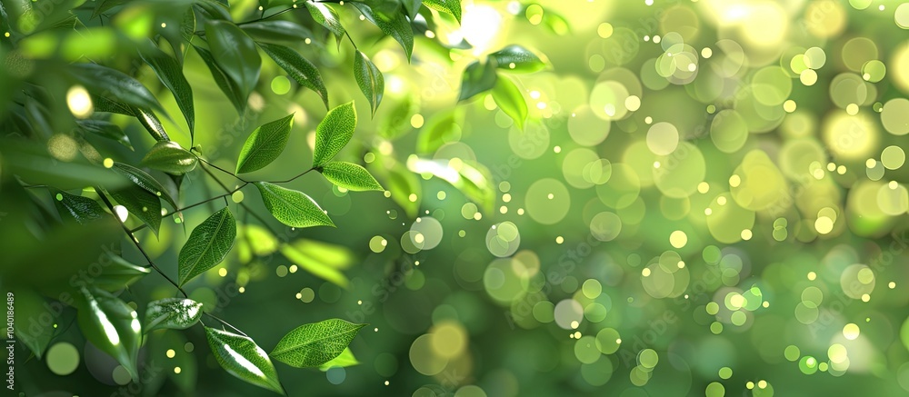 Poster a lovely blurred background with green natural bokeh perfect for a copy space image in spring or sum