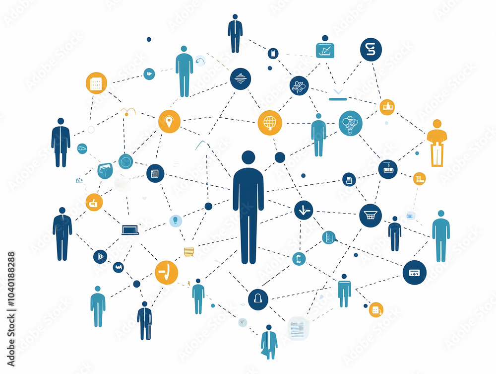 Poster Flat Emotional Intelligence Network Concept - Macro Shot of White Network Structure Representing Emotional Intelligence, Navigating Nodes of Emotions, Isolated on White Background for EQ Development I