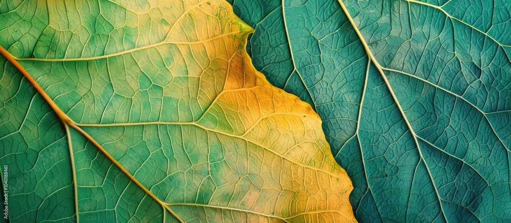 Poster abstract background with green and yellow leaf veins texture includes copy space image