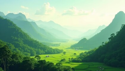 Naklejka premium Enchanting Valley A Haven of Natures Beauty