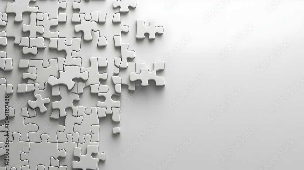 Poster 3d plain puzzle pieces overhead shot copy space symbolizing problem solving collaboration esg busine