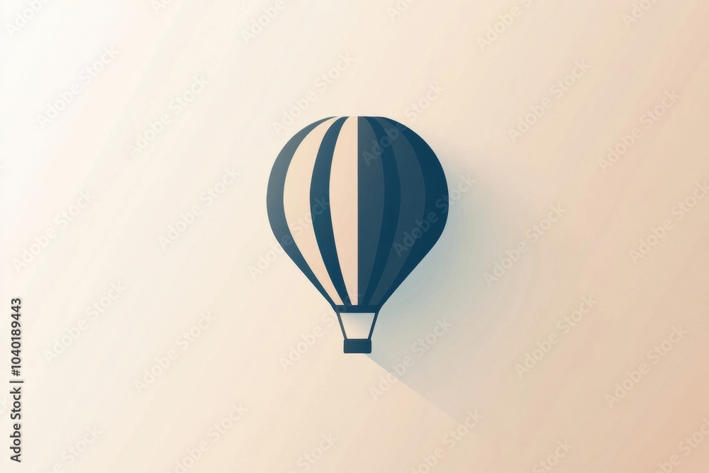 Poster a stylish hot air balloon icon represents adventure and travel, featuring a simple design with elega