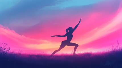 Person Practicing Yoga in Pastel Colored Sky