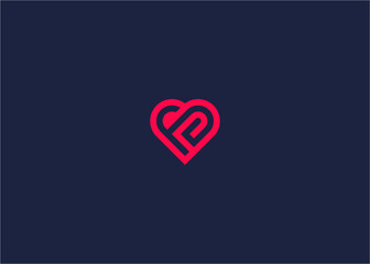 letter fp with love logo icon design vector design template inspiration