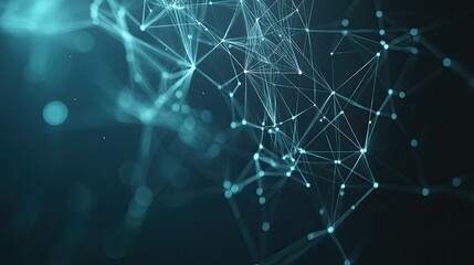 Obraz premium Futuristic digital background with interconnected lines and nodes, perfect for AI technology concepts. Copy space available
