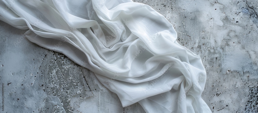 Poster top view of a cotton fabric on a concrete background showing a clear copy space image