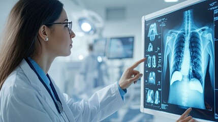 Doctor Examining X-Ray Images with Careful Attention