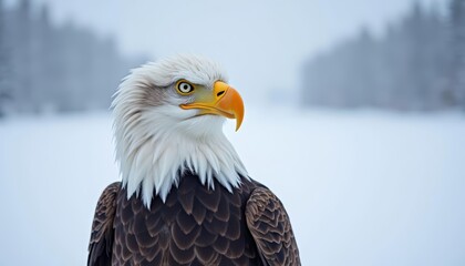 Obraz premium Eagles majestic gaze in snowy wilderness