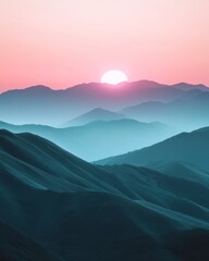 Fototapeta premium Serene Sunrise Over Pastel Mountains