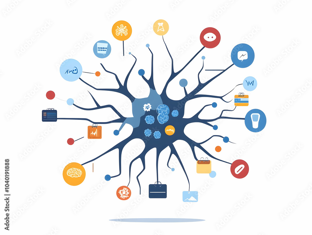 Poster flat neural synapse flash sale concept: close up of firing neuron with electrical impulse transformi