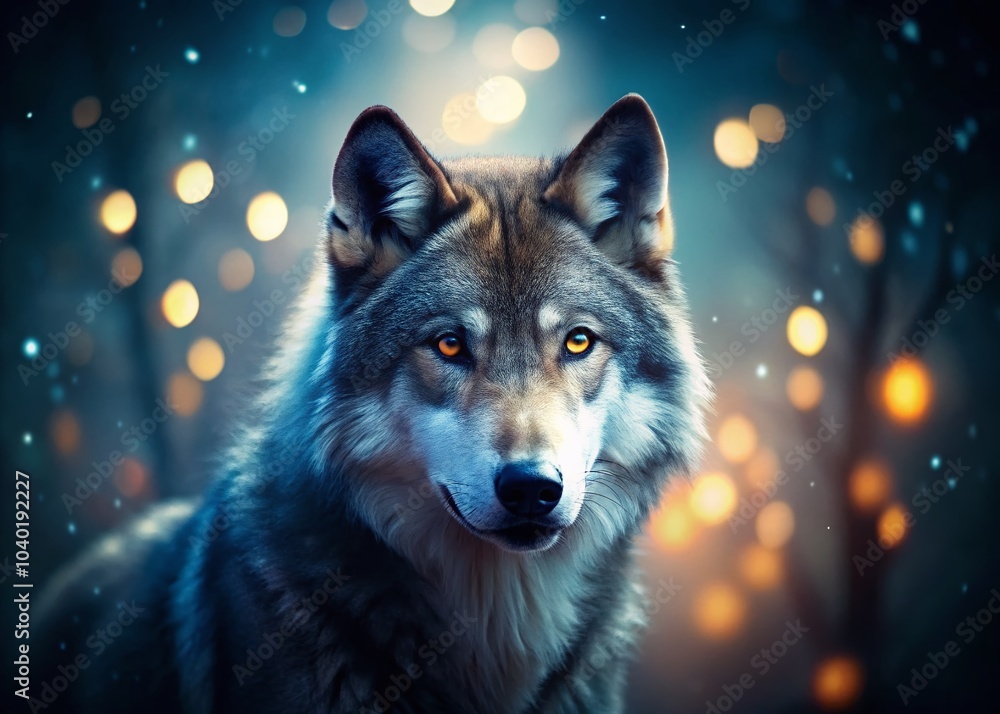 Poster powerful wolf logo design with bokeh effect for maximum visual impact