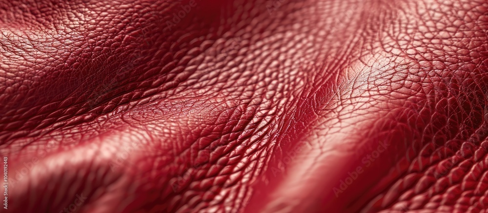 Poster close up shot of realistic leather texture on a vibrant red artificial leatherette background perfec