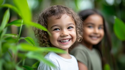 Children explore the wonders of the animal kingdom in a lush, vibrant jungle environment during a spirited adventure
