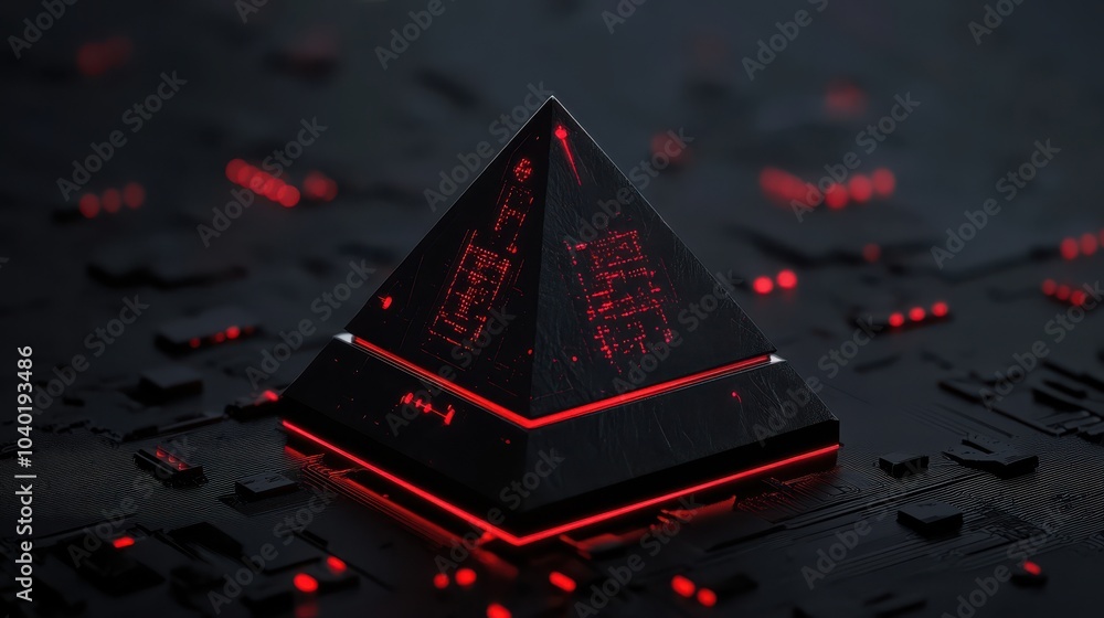 Aufkleber exploring the fusion of ancient geometry and modern technology in a futuristic pyramid design