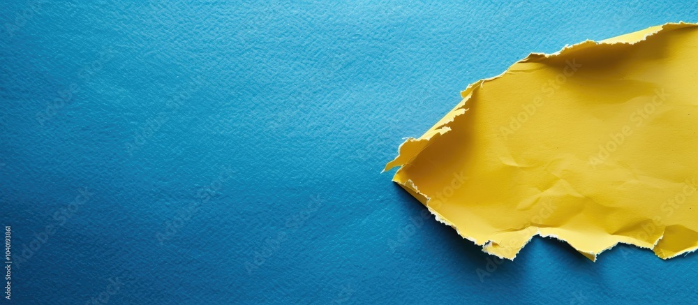 Poster a torn yellow paper against a blue backdrop displays a symbolic business model message with copy spa