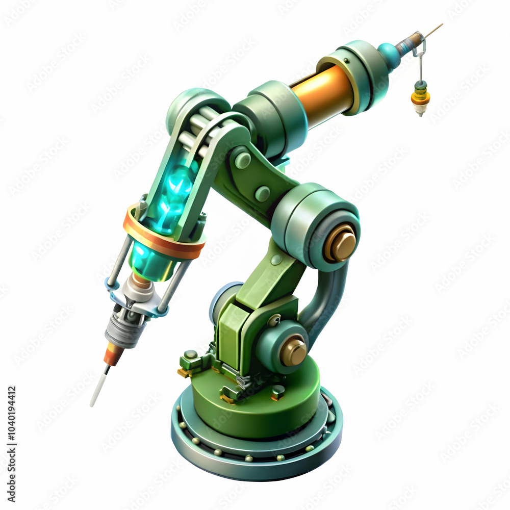 Poster robotic arm injection macro close-up - precision safety in medical procedures with syringe, ample co