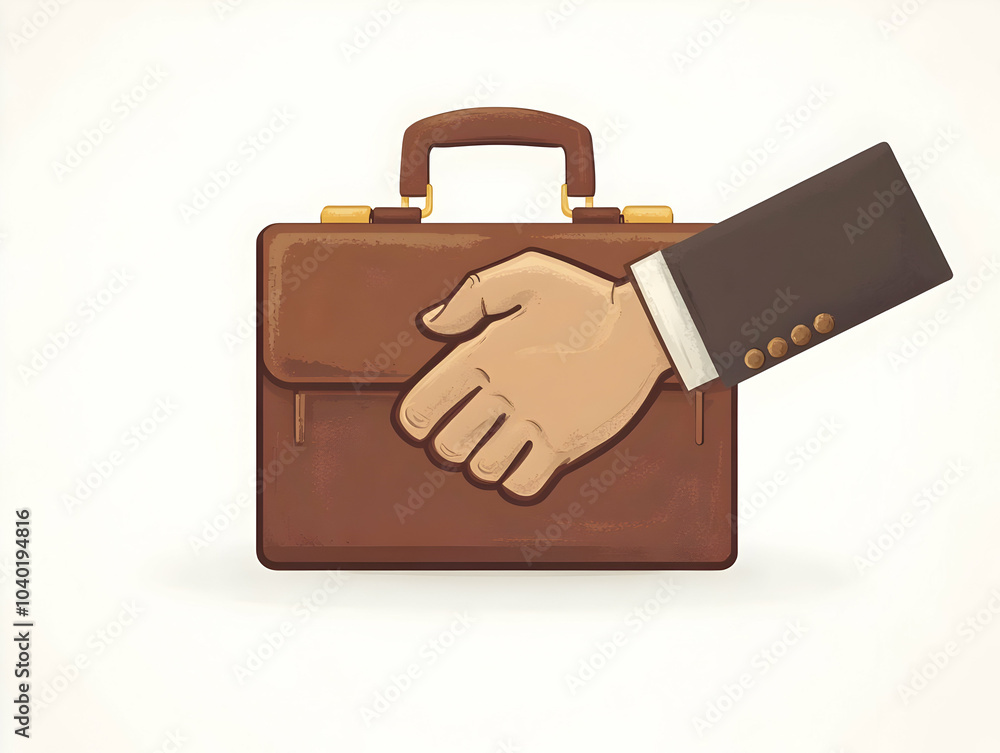 Aufkleber flat floating briefcase handshake business agreements vector image symbolizing successful partnershi