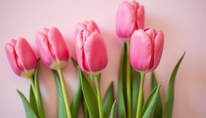 Fototapeta premium Blooming with beauty A bouquet of pink tulips