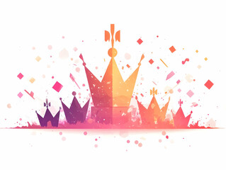 Flat Macro Shot Glowing Leadership Icons Crowns Arrows White Background Strategic Business Responsibility Isolated Design Copy Space Simple Flat Vector Illustration Smart Business Tone