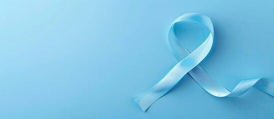 A light blue background featuring a symbolic ribbon for International Psoriasis Day presented from a top view with copy space image