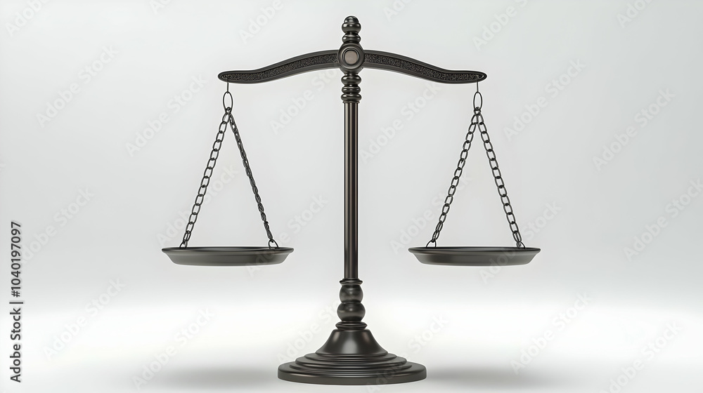 Poster 3d plain scale balancing equal weights glossy white background ample copy space symbolizing compromi