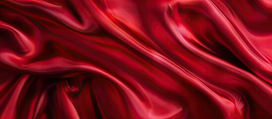 Obraz premium Blurry red satin fabric background with copy space image