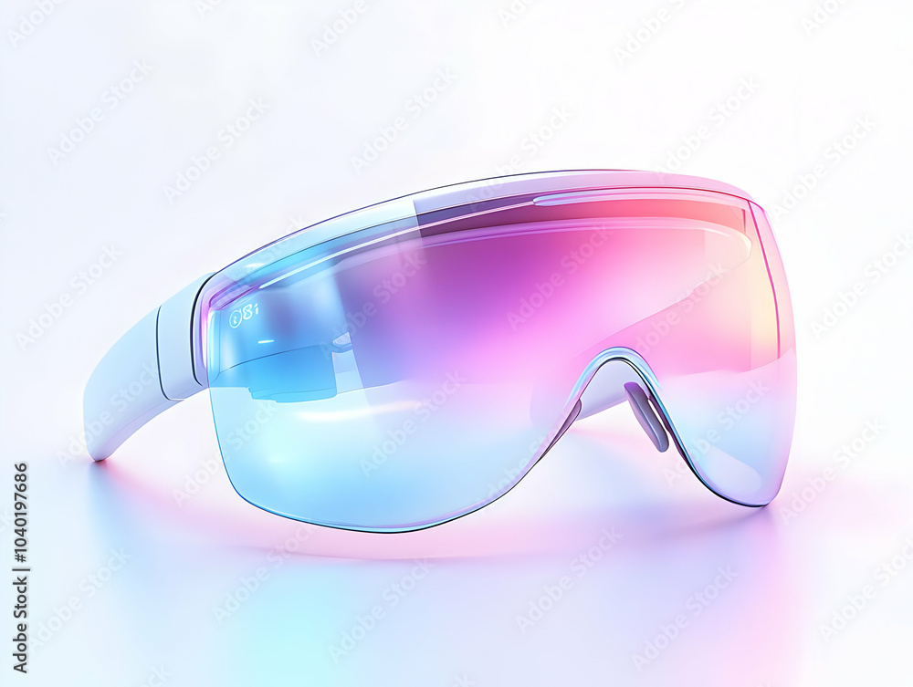 Poster flat holographic augmented reality glasses floating ui concept 3d close-up pan holographic ar glasse