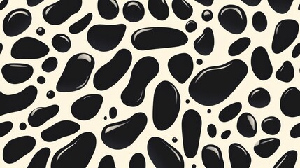 Modern geometric seamless pattern featuring abstract mesh of drops in black on a soft cream background, perfect for trendy designs