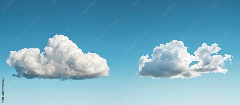 Canvas Prints two fluffy white clouds set against a clear blue sky with ample copy space image