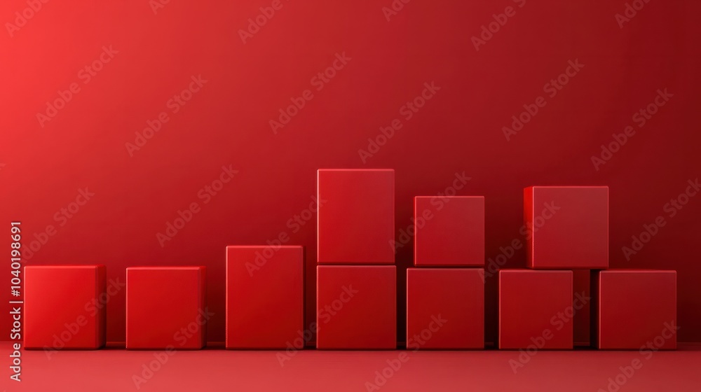 Aufkleber the red background and red cubes create a bold and vibrant atmosphere. the cubes are arranged in a r