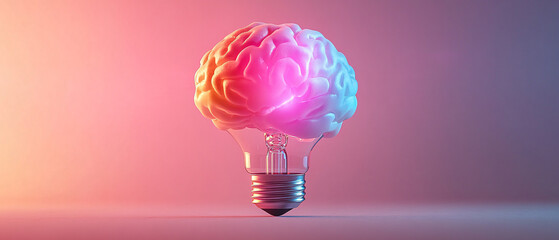 Brain Inside a Lightbulb, Innovation and Creativity Concept