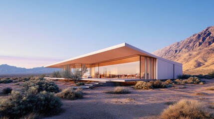 Futuristic Solar Home in Desert Landscape