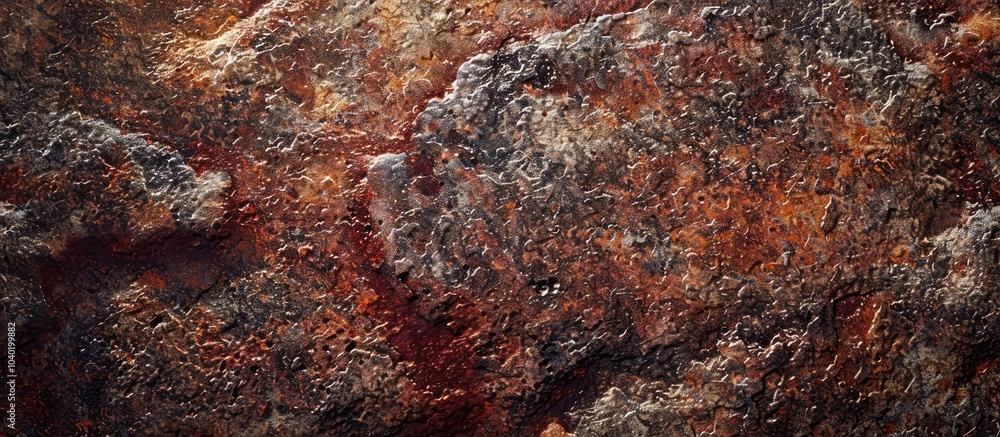 Poster top view of a red granite boulder with noise and grain in a grunge style providing a natural raw cli