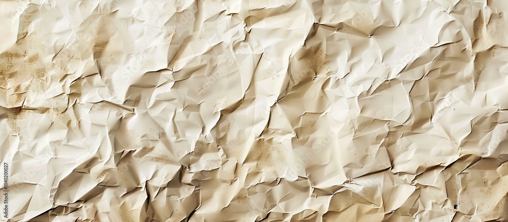 Poster aged crumpled recycled paper with a vintage texture in cream color with copy space image for text
