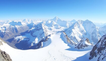 Obraz premium Majestic snowcapped mountains under a clear sky