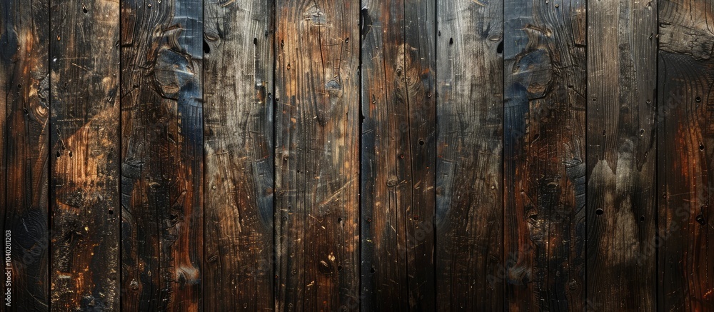 Poster top view of an aged dark wooden surface with a textured brown background ideal for a copy space imag