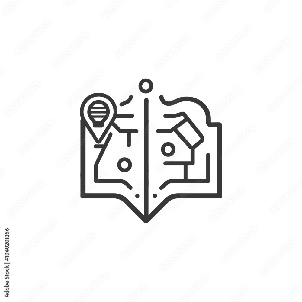 Poster outline icon of a map with a lightbulb pin