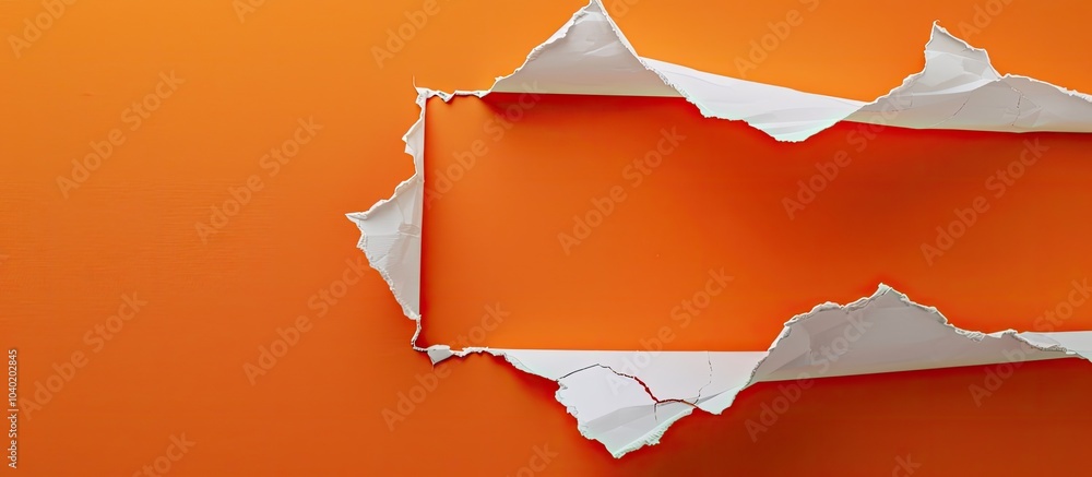 Poster message about remote work on torn paper against an orange backdrop serving as a symbolic representat