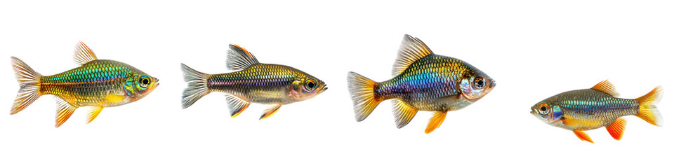 Australian Rainbowfish displaying its vibrant colors and graceful swimming. isolated on transparency background