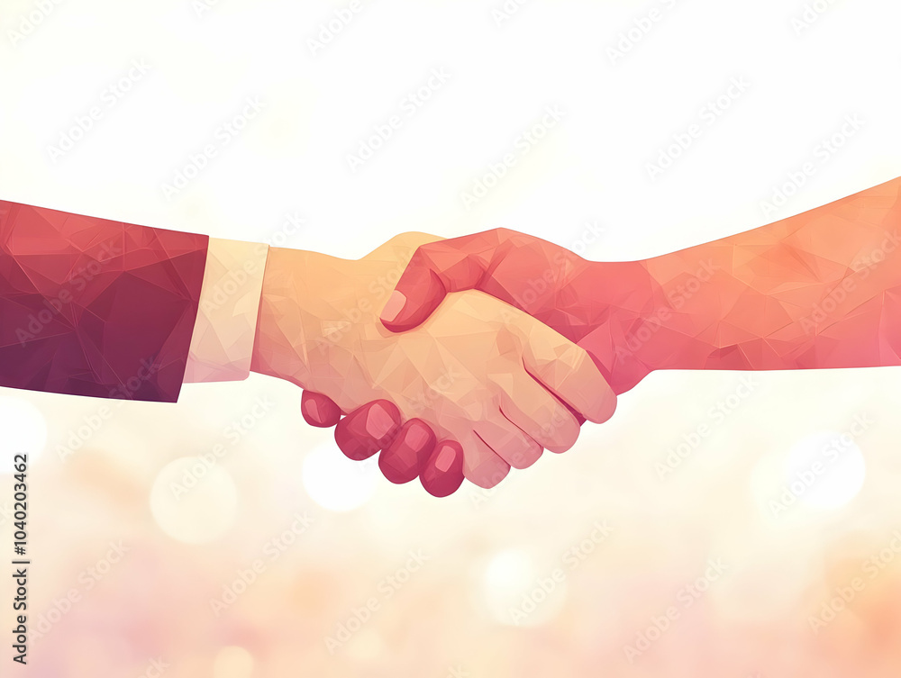 Poster flat soft abstract handshake bokeh background esg business trust simple vector illustration two hand