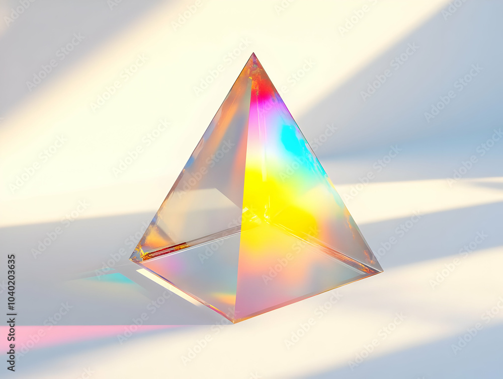Poster flat self awareness prism concept macro shot white prism diffracting light representing self awarene