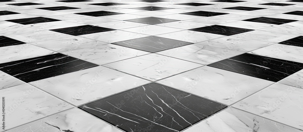 Aufkleber detailed black and white tile floor with geometric pattern ideal for text placement in copy space im